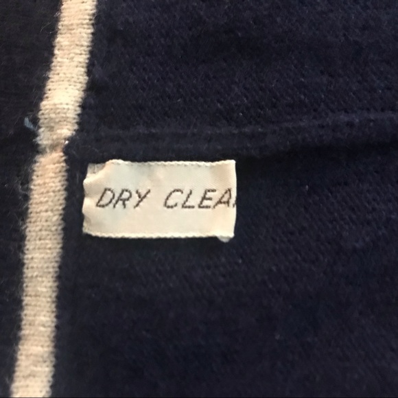 Vintage 50’s Intarsia by Pringle of Scotland navy open front cashmere cardigan - Picture 9 of 10